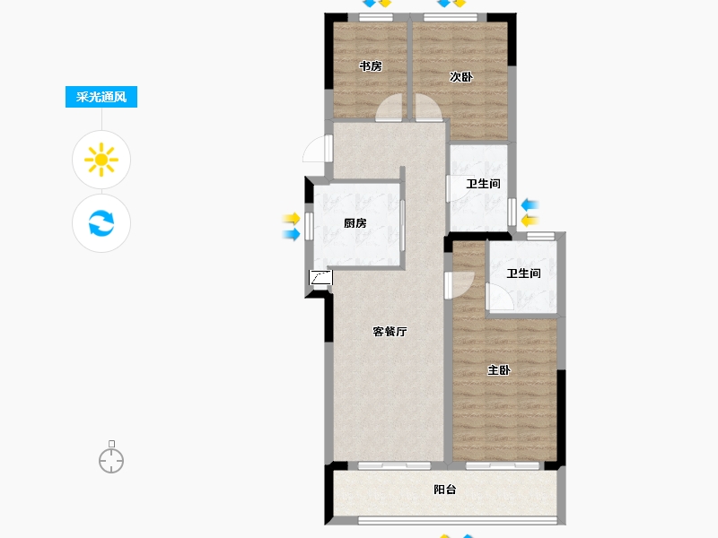 浙江省-绍兴市-和樾府-88.00-户型库-采光通风