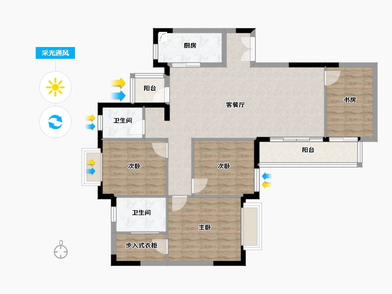 四川省-成都市-同森·翠叠森林-111.72-户型库-采光通风