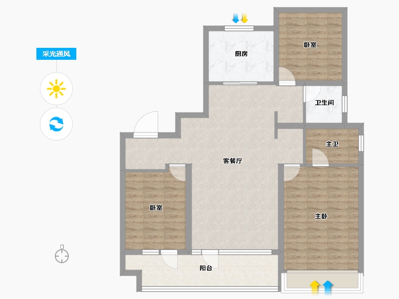 山东省-潍坊市-海通学府新苑-103.20-户型库-采光通风