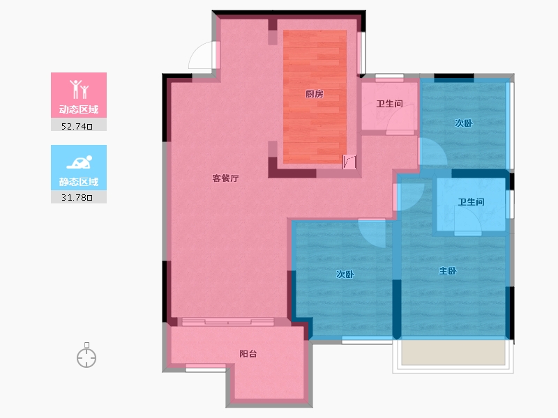 重庆-重庆市-橙珲上筑壹号-74.80-户型库-动静分区