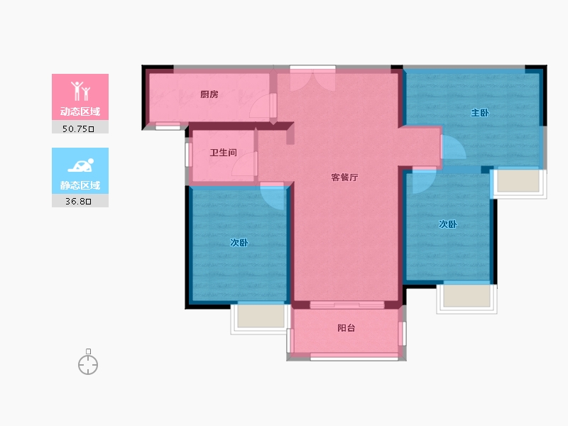 江苏省-淮安市-钱隆御景-78.00-户型库-动静分区