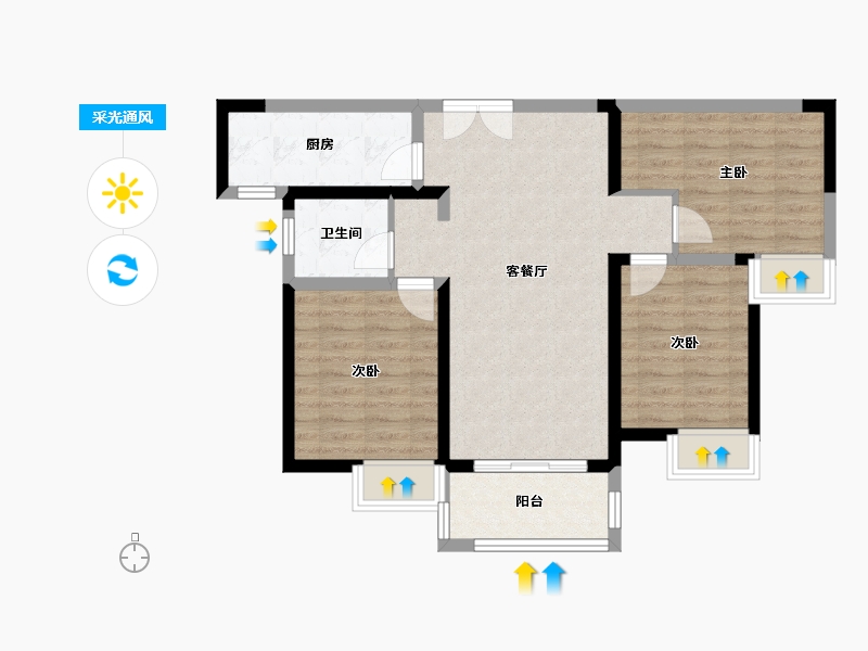 江苏省-淮安市-钱隆御景-78.00-户型库-采光通风