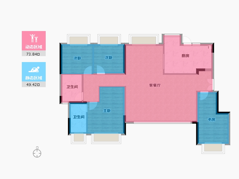 重庆-重庆市-龙湖千山新屿-111.46-户型库-动静分区