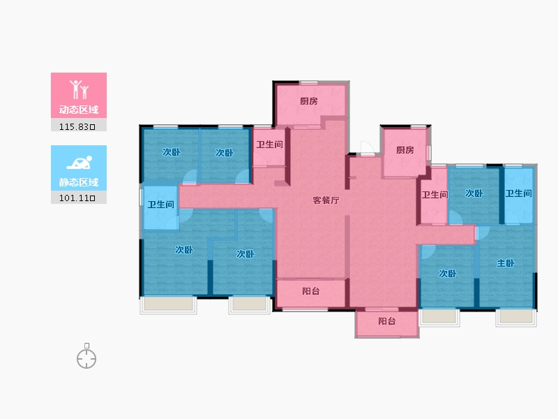 河北省-石家庄市-金辉长安云筑-195.01-户型库-动静分区