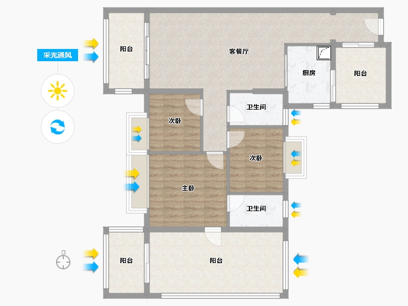 广东省-中山市-岭汇名轩-97.00-户型库-采光通风