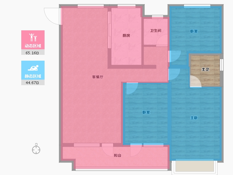 山东省-潍坊市-海通学府新苑-102.40-户型库-动静分区