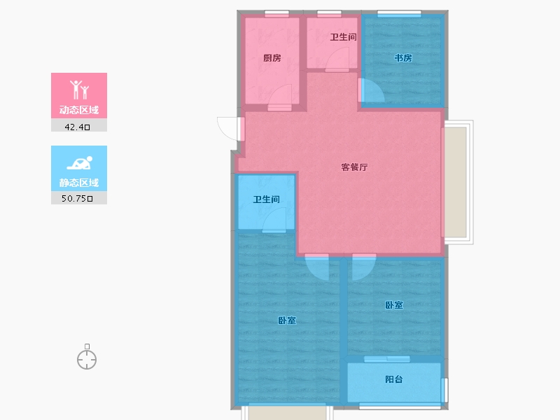 山东省-潍坊市-恒信阳光假日-83.20-户型库-动静分区