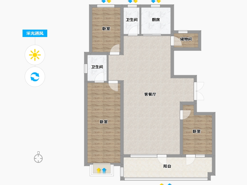 山东省-潍坊市-恒信阳光假日-113.51-户型库-采光通风