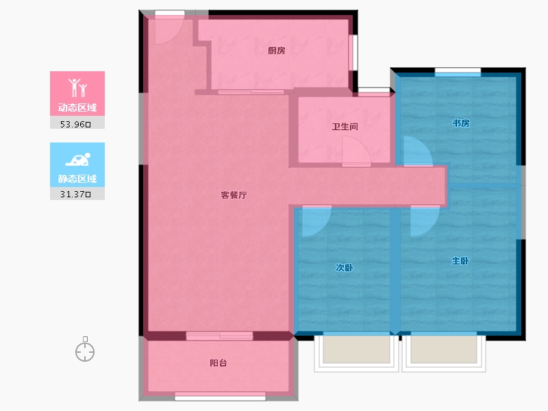 河北省-石家庄市-金辉长安云筑-76.00-户型库-动静分区