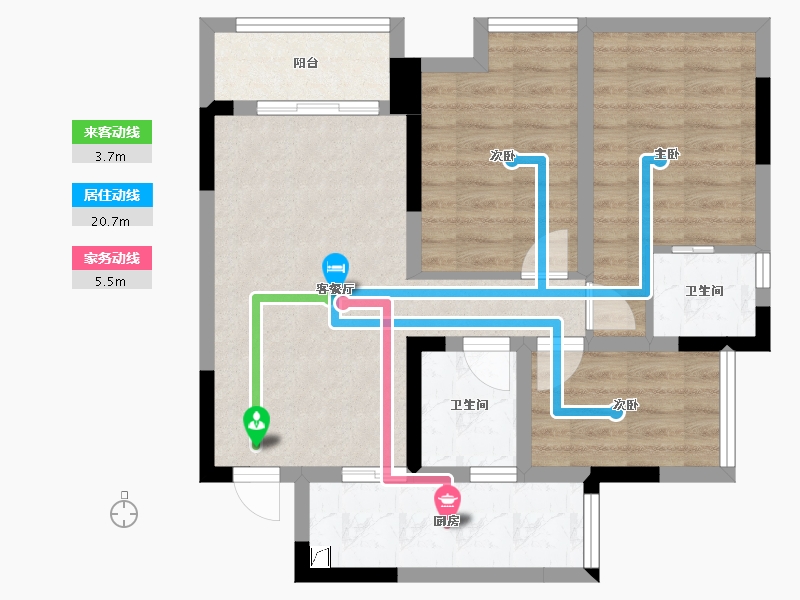 重庆-重庆市-橙珲上筑壹号-67.39-户型库-动静线