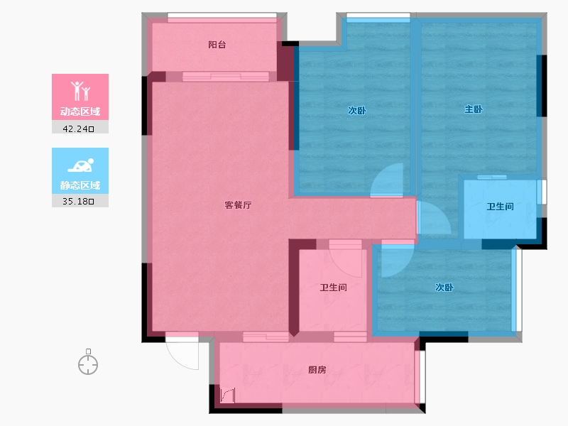 重庆-重庆市-橙珲上筑壹号-67.39-户型库-动静分区