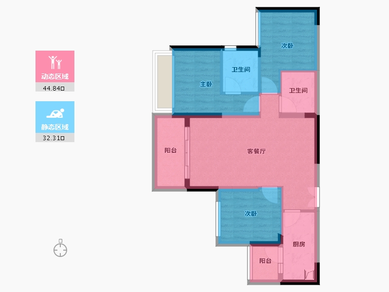 重庆-重庆市-金辉中央铭著-67.95-户型库-动静分区