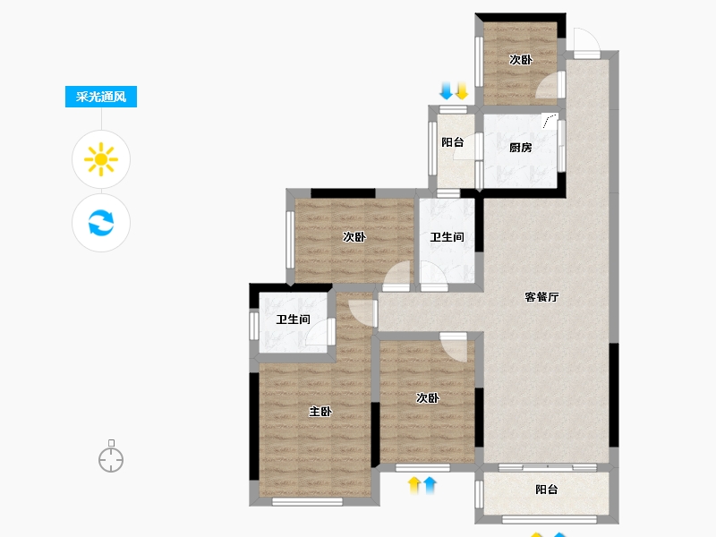 四川省-南充市-富春山居-93.20-户型库-采光通风