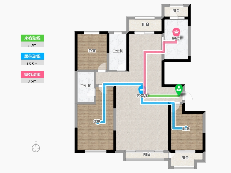 山东省-潍坊市-中冶潍坊公馆-131.21-户型库-动静线