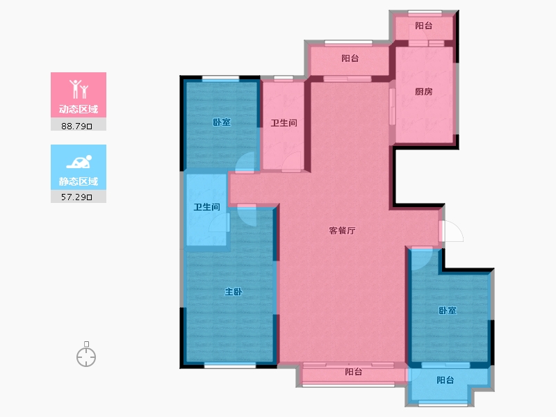 山东省-潍坊市-中冶潍坊公馆-131.21-户型库-动静分区