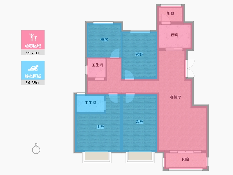 北京-北京市-万绿园小区-121.00-户型库-动静分区