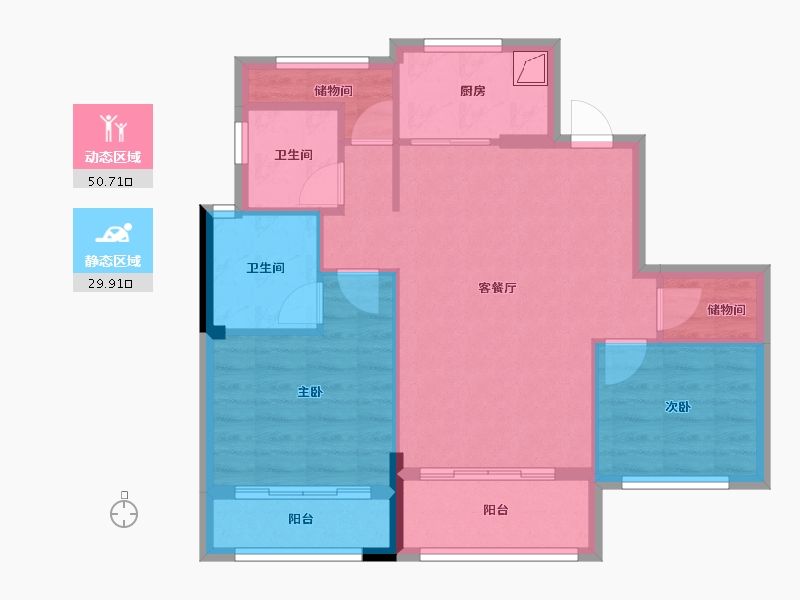 浙江省-宁波市-珑山樾花苑-90.00-户型库-动静分区