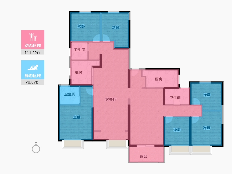 河北省-石家庄市-金辉长安云筑-170.40-户型库-动静分区