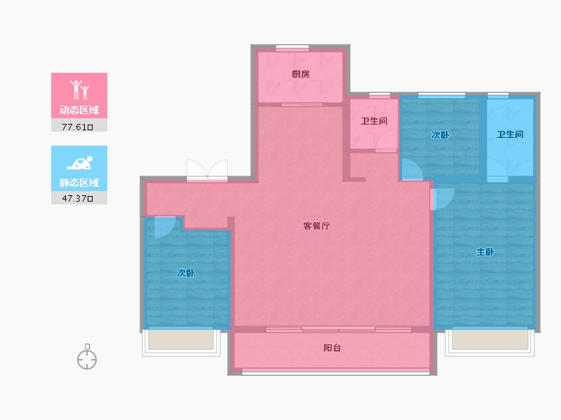 山东省-青岛市-中南樾府-113.60-户型库-动静分区