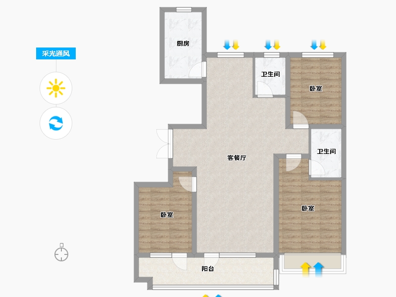 山东省-潍坊市-恒信阳光假日-100.10-户型库-采光通风