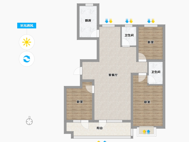 山东省-潍坊市-恒信阳光假日-97.60-户型库-采光通风