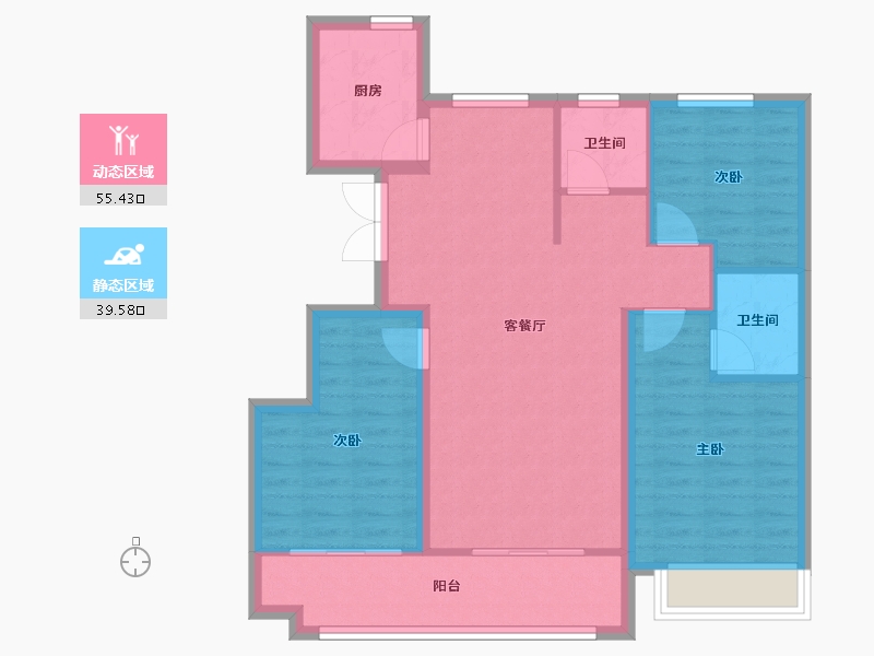 山东省-青岛市-恒信风华尚品-85.60-户型库-动静分区