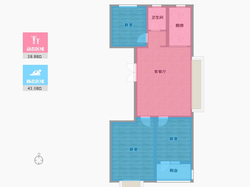 山东省-潍坊市-恒信阳光假日-72.88-户型库-动静分区