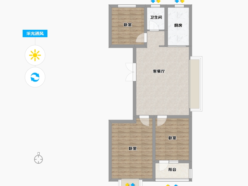 山东省-潍坊市-恒信阳光假日-72.88-户型库-采光通风