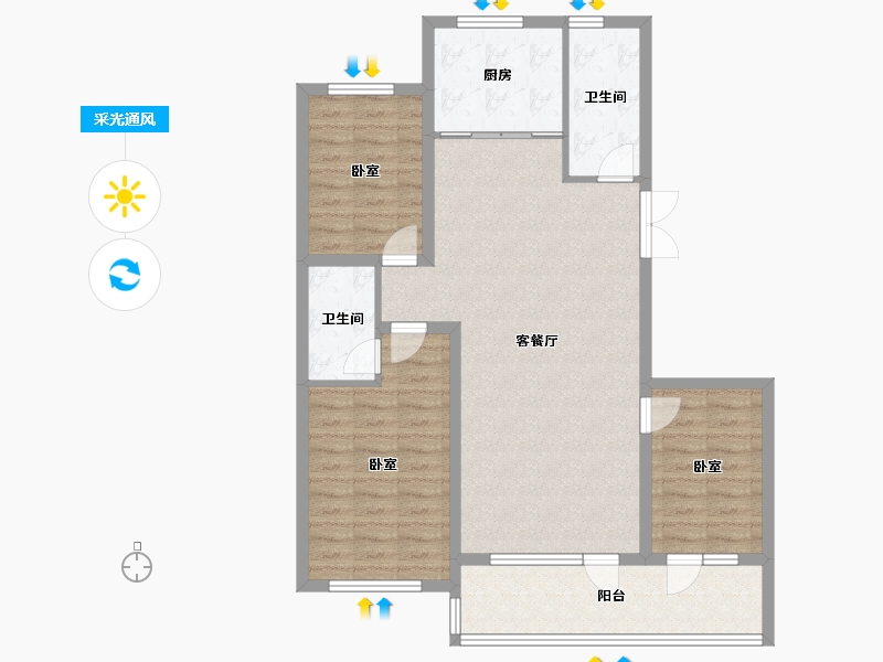 山东省-潍坊市-恒信阳光假日-99.50-户型库-采光通风