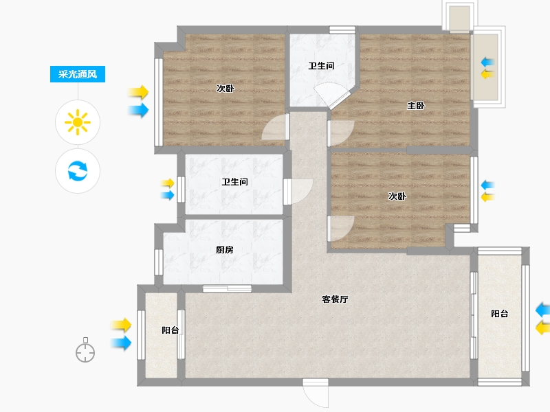 湖南省-永州市-永州一号花园-97.00-户型库-采光通风