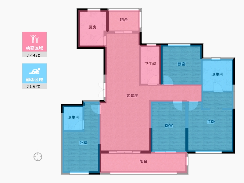 陕西省-咸阳市-中天诚品-133.88-户型库-动静分区