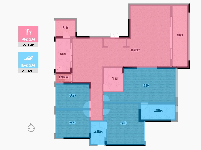 重庆-重庆市-鲁能泰山7号-175.71-户型库-动静分区