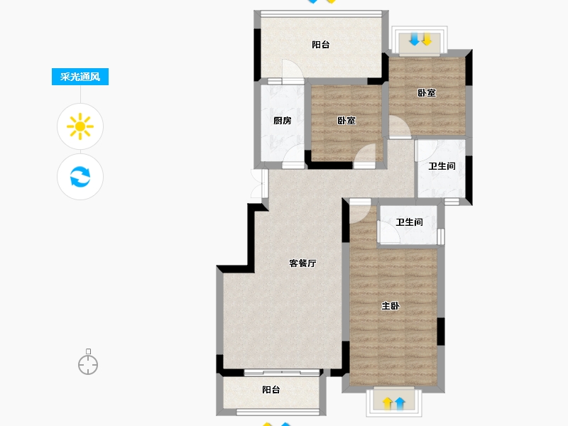 重庆-重庆市-万腾御景城-87.30-户型库-采光通风