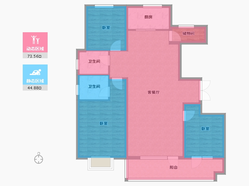 山东省-潍坊市-恒信阳光假日-106.34-户型库-动静分区