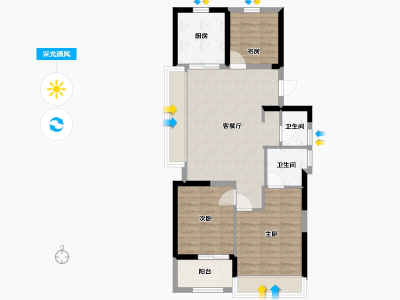 浙江省-杭州市-樟宜翠湾-75.00-户型库-采光通风