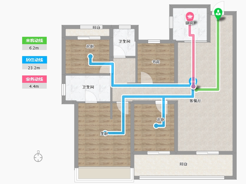 浙江省-台州市-金科世茂玉澜府-104.00-户型库-动静线