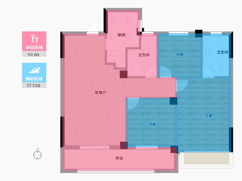 浙江省-台州市-方远天颐府-79.20-户型库-动静分区