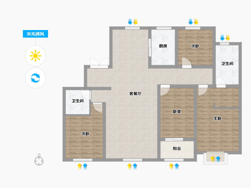 山西省-太原市-融创中心-122.67-户型库-采光通风