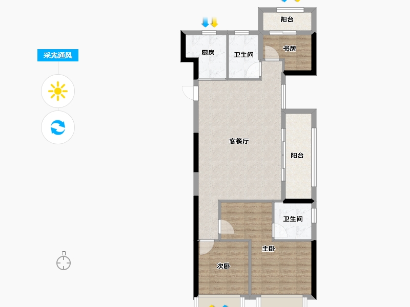 浙江省-台州市-金科世茂玉澜府-86.40-户型库-采光通风