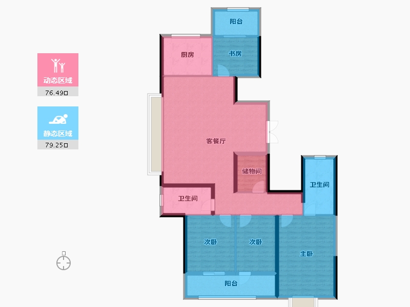 湖北省-武汉市-绿城武汉黄浦湾-140.80-户型库-动静分区