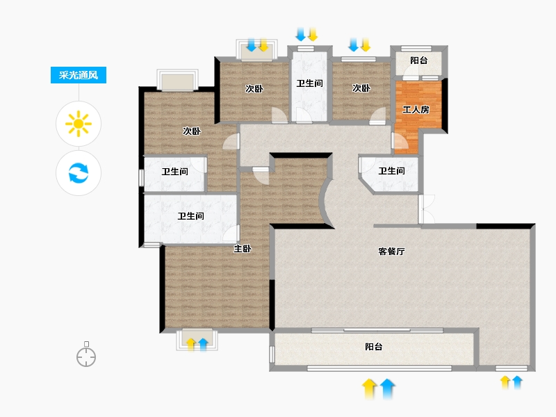 贵州省-贵阳市-佳源贵阳印象-203.38-户型库-采光通风