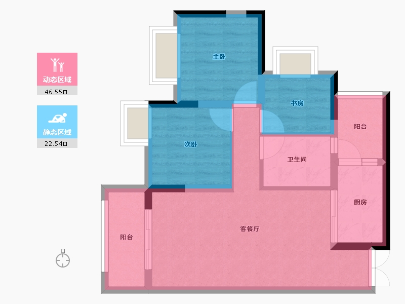 重庆-重庆市-万腾御景城-61.02-户型库-动静分区