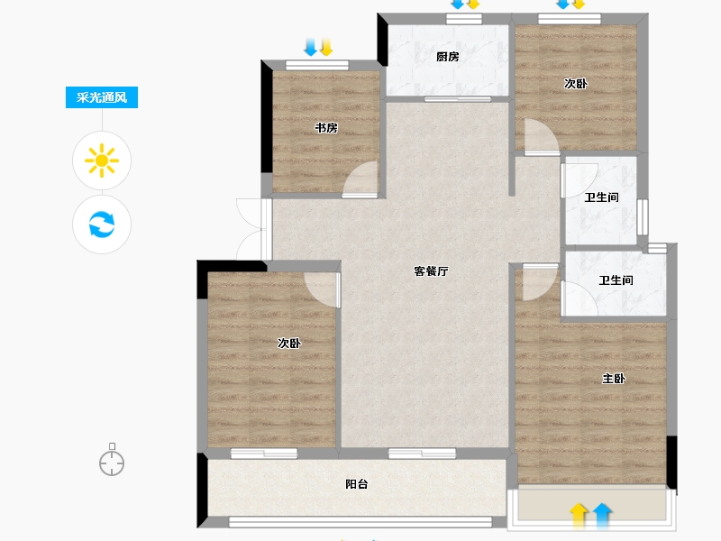 浙江省-台州市-方远天颐府-98.40-户型库-采光通风