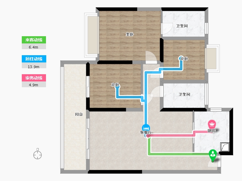 江苏省-无锡市-龙湖粼云上府-111.00-户型库-动静线