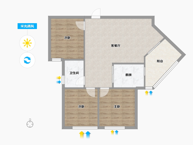 广西壮族自治区-北海市-金域华府-84.92-户型库-采光通风