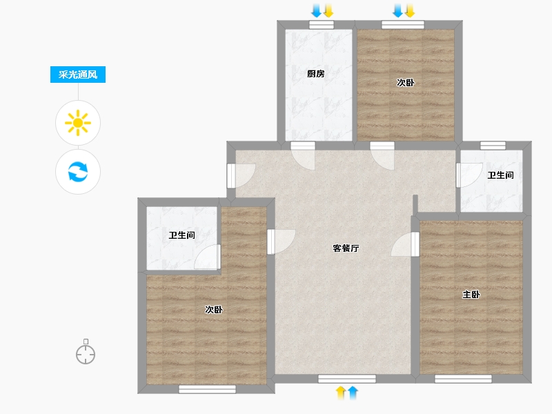 黑龙江省-黑河市-翰林苑-87.00-户型库-采光通风