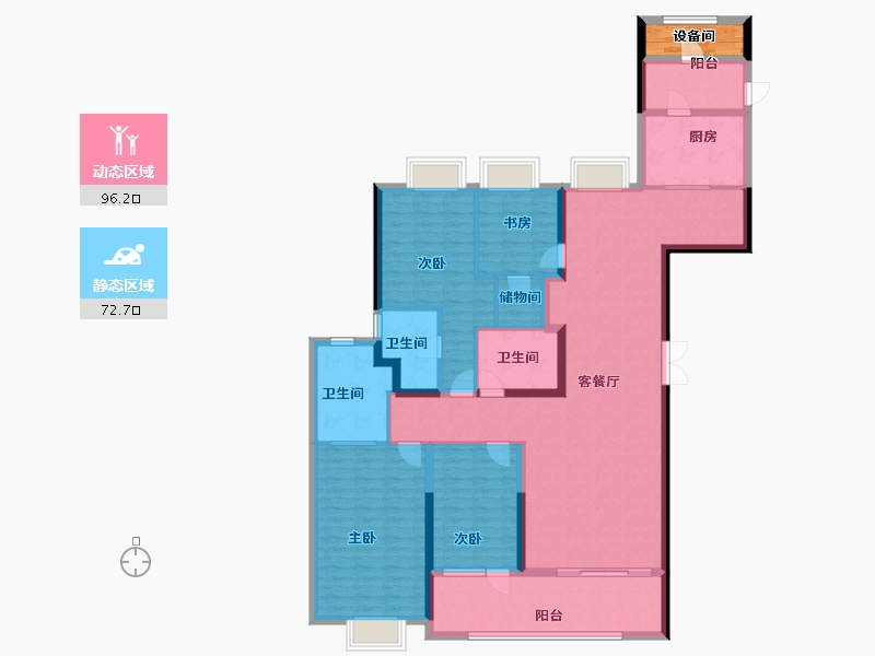 湖北省-武汉市-绿城武汉黄浦湾-156.00-户型库-动静分区