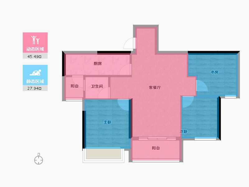 重庆-重庆市-中交中央公园-65.59-户型库-动静分区