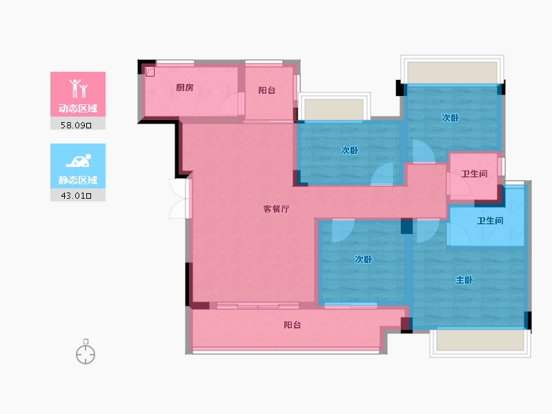 重庆-重庆市-四季花园-89.58-户型库-动静分区