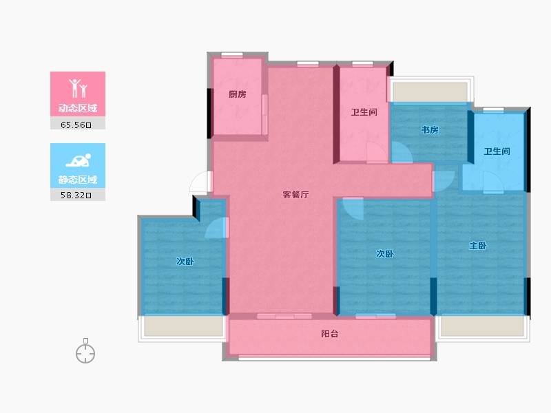 浙江省-台州市-金麟府-110.77-户型库-动静分区